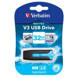 Verbatim V3 32GB 32Go USB 3.0 Noir, Bleu lecteur flash