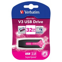 Verbatim V3 32GB 32Go USB 3.0 Noir, Rose lecteur flash