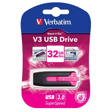 Verbatim V3 32GB 32Go USB 3.0 Noir, Rose lecteur flash