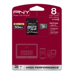 PNY 8GB MicroSDHC+SD adapter 8Go MicroSDHC Class 10 mémoire 