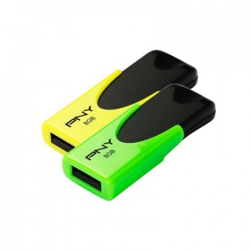 PNY N1 Attaché Twin Pack 8GB 8Go USB 2.0 Noir, Vert