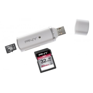 PNY MLTIRDR20W01-RB USB 2.0 Blanc lecteur de carte mémoire