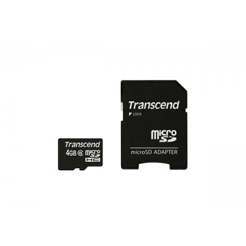 Transcend 4 GB MicroSDHC 4Go Class 6 mémoire flash
