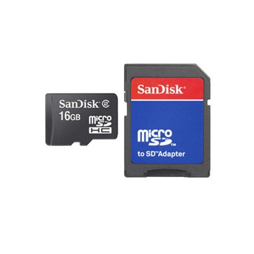 Sandisk MicroSD Card 16GB + Adapter 16Go mémoire flash