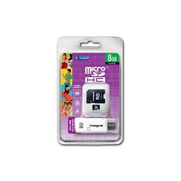 Integral 8GB microSDHC card + reader lecteur de carte mémoir