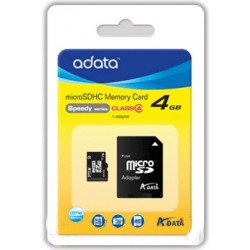 ADATA AUSDH4GCL4-RA1 4Go MicroSDHC Class 4 mémoire flash