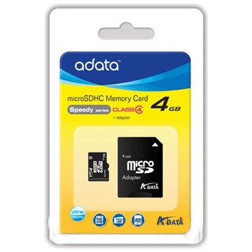 ADATA AUSDH4GCL4-RA1 4Go MicroSDHC Class 4 mémoire flash